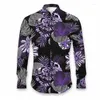 Camisas casuales para hombres flores hawaianas manga larga hombres camisa de moda para mujer cuba playa blusa ropa girar sobre camisas top