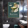 Frog Toilet Paper Funny Quote Karma Wall Art Canvas Painting Retro Posters And Prints Wall Pictures For Bathroom Washroom Decor