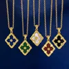 Pendant Necklaces Brushed Clover Necklace 18K Gold Plated Lucky Flower Necklaces for Women Natural Mother of Pearl 240410