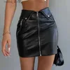Gonna sexy Whereyery Y2K Multi Zipper PU Leather Skirt Y High-Waist Bodycon Women Hip Skirts 2023 Summer Grunge Streetwear Mini Abite L410