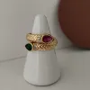 Gekleurde edelsteenslangringen Groene rode waterdrop CZ Steenringen voor vrouwen Handgemaakte elegante vintage sieraden Luxe