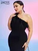 Casual jurken adyce 2024 zomer nieuwste zwarte bandage jurk dames één schouder veer sexy club feest bodycon dames plus size vestidos