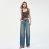 Édition étroite jeans de jambe large pour femmes printemps 2024 Nouveau pantalon mince élastique élastique haut de taille pantalon