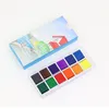 12 Farben Feste Aquarellfarbe Set Professionelles Landschaft Farb Aquarell Pigment Malerei für Anfänger Zeichnen Kunstzubehör