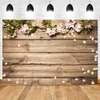 Fotografia rustica del fiore del pavimento in legno Sfondo di legno floreale Birthdate Birthday Birthday Pet Food FootDrop