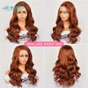 Ali Grace Orange Ginger Brown Body Wave Lace Front Human Hair Wigs Brazilian 13x4 Lace Frontal Wig Red Brown Color Pre-Plucked