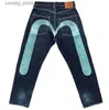 Herren Jeans Y2K Style Vintage Wäsche gedruckte Jeans für Frauen Herren Weitbein Jeans High Street Kleidung locker sitzende Baumwollhose Streetwear L49