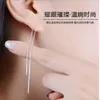 Enkla kvinnliga örhängen 925 Silvernål Long Tassel Double Needle Ear Line örhängen för kvinnor lovar bröllop smycken brincos