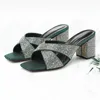 Slippers Kwaliteit Hoge hakken Luxe ontwerper Italië Damesglijbanen bling diamanten sandalen sexy dames plus maat 44