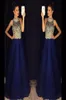 Elegant A Line Royal Blue Prom Dresses High Neck Poed Crystals Chiffon Long Evening Dresses Prom Gown Robe de Soiree 7485534