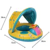 Baby Swimming Ring med Sunshade Pool Float Unicorn Uppblåsbar simning Circle Baby Seat Swim Pool Toys Summer Party 240403