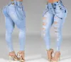 Femmes Jeans hauts hauts maigres skinny extensible streetwear streetwear dames trou lavé bandage pantalon crayon denim pantalon 2204233370759