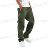 Spodnie męskie spodnie ładunkowe spodnie dla mężczyzn Pełna długość stałych kolorów luźne kieszenie na sznurka