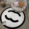 Designer Carpet Black White Pink Flower French Classic Letter Logo Round Carpet Bedside Carpet Dirt Resistant Household Bedroom circular Floor Mat Decoration