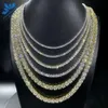 2024 Lowest Price Custom Jewelry Gold Plated 925 Sterling Silver Iced Out 3mm 4mm 5mm d Vvs Moissanite Diamond Necklace Tennis Chain