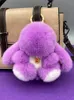 14cm/5.5 "Verklig äkta Rex Rabbit Fur Bunny Bag Charm Keychain Bag Tillbehör Telefonväska hänge