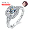 Serenity Day 1,5/2/3ct D Colore anelli di fila moissanite per donne S925 bandette quadrate argentate leggermente intarsiate diamanti gioielli