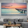 Modern Sea Pier Landscape Wall Pictures Seascape Canvas Painting Bridge to Sea Posters and Prints for Living Room Decoration