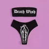 Sexig goth bikini 2023 Kvinnliga bokstäver skalle tryck baddräkt delad baddräkt med hög midja gotiska bikinis set strandkläder