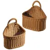 Storage Bottles 2 Pcs Small Hanging Basket Large Woven Baskets Kitchen Wall Cutlery Ginger Household