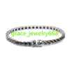 Prix en gros Iced Out Black Moissanite Tennis Bracelet 925 STERLING Silver 3 mm 4 mm 5 mm Collier de tennis en diamant Moishite Diamant