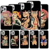 Ramen Sushi Samurai Tattoo Cat Soft Case pour iPhone 11 12 13 Mini 14 Pro Max 15 Cover Apple Phone Cover XS XR SE 7 Plus 8 + 6S