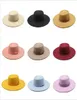 Vintage wol vilt jazz fedora hoeden mannen dames kleden brede ramp panama trilby gentleman formele cap zwart geel rood roze hoed349108