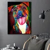 Abstrakte farbenfrohe Hund nachdenkliche Pitbull Krieger Leinwand Malerei und Drucke Wandkunstbild für Wohnzimmer Cuadros