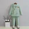 Enfants Slim Fit Solid Solid Sett Boys Wedding Anniversaire Performance Performance Costume Kids Blazer Pantal