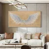 Pintura de lienzo de ala de ángel gran ala de plumas de plumas de pared impresa impresión de póster minimalista de sala de estar decoración de dormitorios