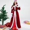 Deluxe Classic Mrs. Claus Christmas Costume Xmas Party Santa Claus Cosplay Women Red Dress