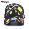 Ball Caps Women Baseball Cap Fashion 2024 Scrawl Print Summer Mengorras Hombre Snapback Hat Hat Cacquette Femme Hip Hop Black Women's