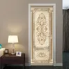 PVC samoprzylepna wodoodporna naklejka drzwi 3D stereo europejski w stylu europejski Złoty kwiat tapeta salonu do sypialni dekoracje drzwi