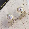Water Drop Pearl Stud Brand Designer Earrings Crystal Letter Studs 925 Silver Earring Women Eardrop Diamond Earring Wedding Party Jewelry