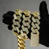 Hiphop Épaisseur Chai Gold plaqué 20 mm 4 rangées Vvs Moisanite Diamonds Pass Tester Sterling Silver Cuban Link Chain Moisanite