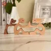 Decorative Figurines Couple Home Decoration Puppy Wood Dog Craft Figurine Valentine's Day Gift Carving Model Office Decor Christmas 15 20cm