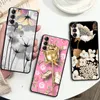 Przypadek dla Samsung Galaxy S22 Ultra S20 Fe S21 Plus S10 Lite Note 20 S9 10 S7 S7 S10e Black Bumper Phone Cover Streszczenie Rośliny Art