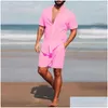 Herren Tracksuits Hawaiian Set Sommer Festkörperständer Kurzarm Shirt Strand Shorts Streetwear Hochwertig 2-teilig 2024 Drop othrc