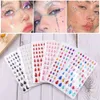 1 feuille 3d visage pour le visage Hingestone Jewels Sticker Body Brow Pearl Diamond Crystal Tattoo Tattoo Self Adhesive Beauty Makeup