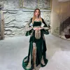 Emerald Green Velvet Mermaid aftonklänningar med löstagbar tåg Applique Long Sleeves Prom -klänningar Kaftan Arabiska kvinnor