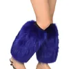 MXMA Women Winter Solid Color Furry Leg Warmers Harajuku Winter Leggings Boots Cuffs