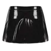 Sexig kvinnors patentläder mini kjol med hög midjeparti korta dans kjolar våtlok klubbkläder karneval rave dans miniskirts