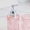 Accessori per bagno in vetro Imposti con dispenser decorativo con pattern con pattern perposti di spazzolino piatto di sapone di sapone rosa