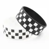 racing bracelet Racing Checkered Flag Silicone Rubber Bracelet 1 Inch Wide Sport Bangle