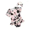 Ensembles de vêtements Baby Girl Clothes Imprimé Cow Imprimé à manches courtes Body Rober Body Body Set Set Summer tenue d'été Livraison Kids Mater Otry1