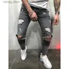 Herr jeans nya rippade jeans för män mode casual smal denim blyerts byxor herr klädbyxor s-4xl drop frakt l49