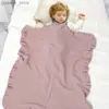 Blankets Swaddling Dual-Use Baby Blankets Newborn Infant Kids Boys Girls Solid Knit Stroller Nursery Travel Bed Cradle Quilts 90*70cm Receiving Mat Y240411