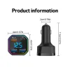 Car Volt Meter 66W Ports USB Car Charger Fast Charging PD Quick Charge 3.0 USB C Car Thone Adapter для телефона вольтметра