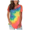 Mujeres 2023 Summer NUEVA Moda Tie Dye Impresión Lo suelta Camiseta 3D Camiseta Camiseta corta