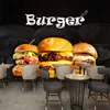 Custom Burger Photo Wallpaper Fast Food Restaurant Industrial Decor Mural Snack Bar Background Wall Papel Tapiz Contact Paper